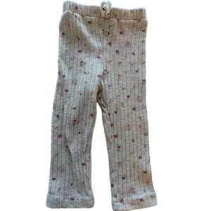 baby girl Zara Floral Ribbed Leggings Beige/Pink Size 9-12 Months
